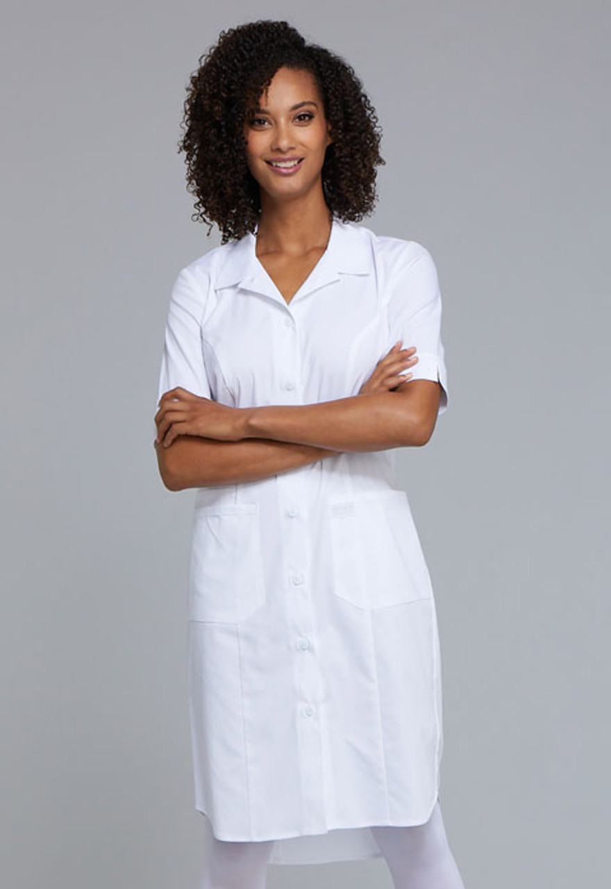 white scrub dress